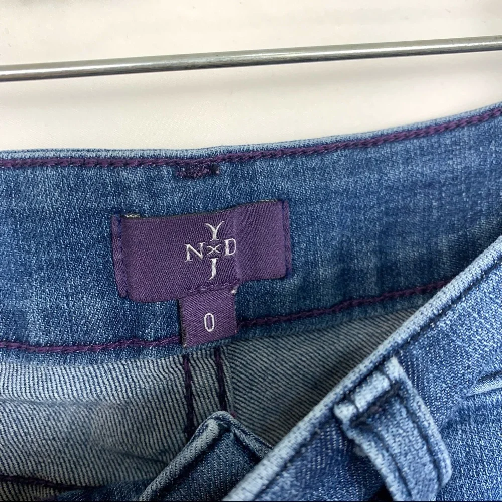 NYDJ Marilyn Straight Frayed Raw Hem Ankle Crop Lift Tuck Blue Jeans 0 - Picture 11 of 11